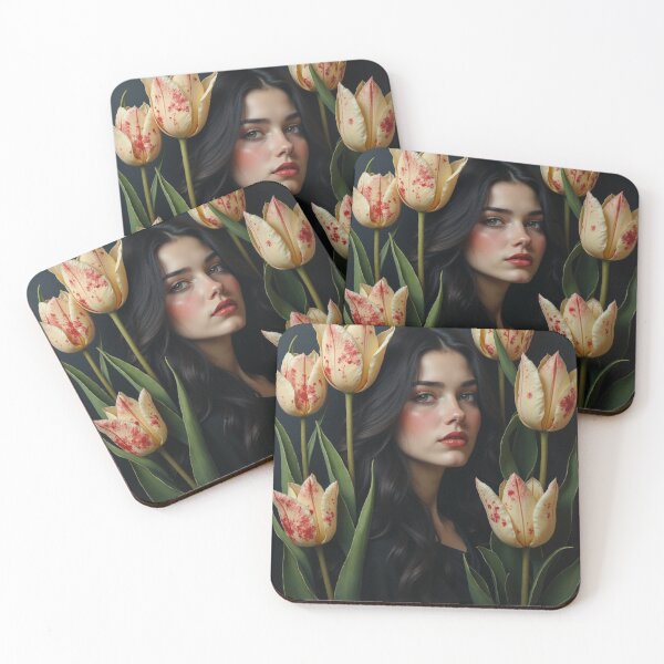 Item preview, Crimson Whisper Tulips - Dark Botanical Beauty Portrait designed and sold by Oonward2021.