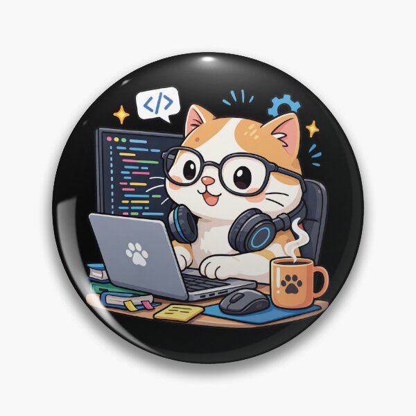 Item preview, Cute Cat Programmer Coding on Laptop Kawaii Developer Sticker designed and sold by KitzArt.