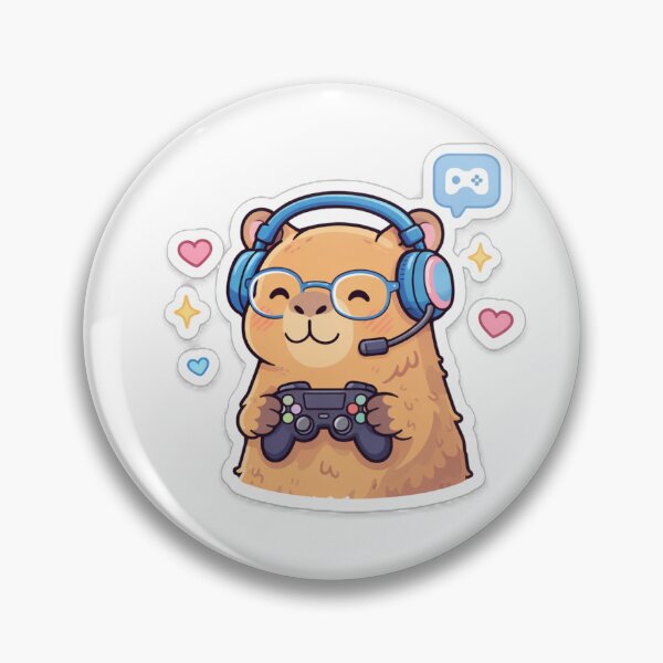 Item preview, Cute Capybara Gamer Kawaii Gaming Sticker Design designed and sold by KitzArt.