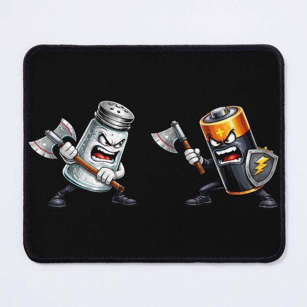 Item preview, A Salt and Battery – Funny Cartoon Pun Design – Battle Axe & Shield Parody Illustration designed and sold by Forged in the Warp.