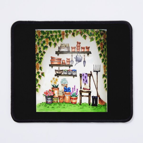 Item preview, Rustic Garden Haven: Cozy Gardening Corner Illustration	 designed and sold by Tina1Creates.