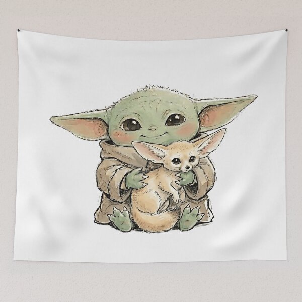 Item preview, BABY YODA WITH FENNEC FOX designed and sold by LIS AND MELIVERSO.