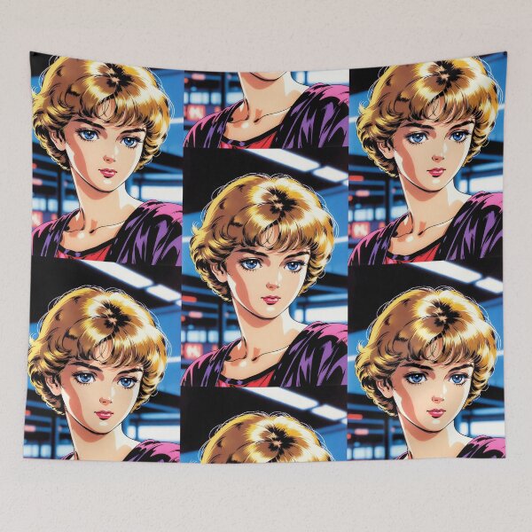 Item preview, Blonde Retro Anime Girl Portrait 80s Style designed and sold by Radnime.