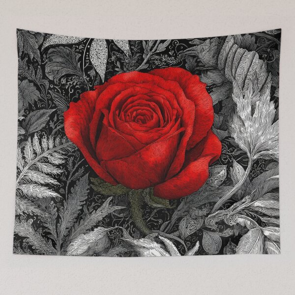 Item preview, Zen doodle bright red rose contrast designed and sold by dcrc.