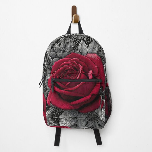 Item preview, Zen doodle bright red rose contrast designed and sold by dcrc.
