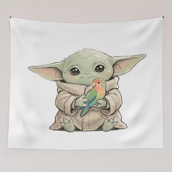 Item preview, BABY YODA WITH LOVEBIRD designed and sold by LIS AND MELIVERSO.