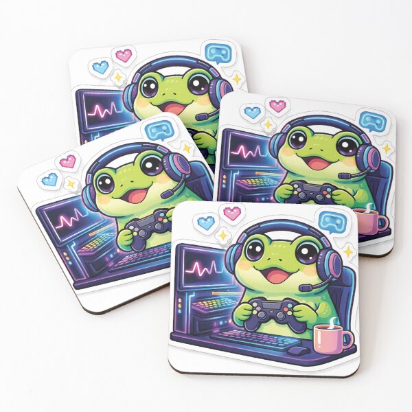 Item preview, Funny Frog Gamer Neon Gaming Setup Cartoon Sticker designed and sold by KitzArt.