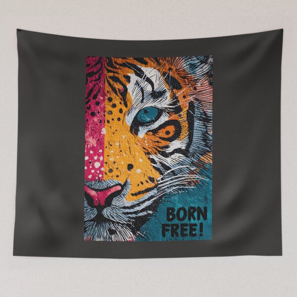 Item preview, Campaign For Wildlife Freedom with a Vibrant Tiger Mural in Bold Patterns and Dynamic Colors designed and sold by OlfactoART Studio.