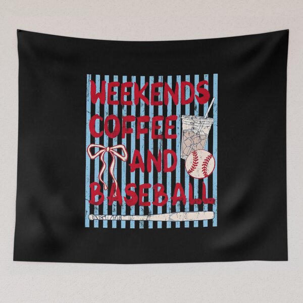 Item preview, Striped Weekends Coffee and Baseball designed and sold by Lakatosarpad.
