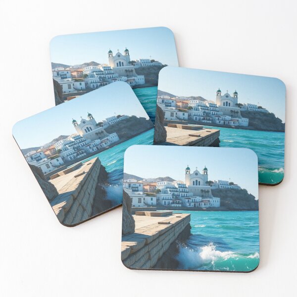 Item preview, White Coastal Church Overlooking Turquoise Sea designed and sold by Jade Ado.