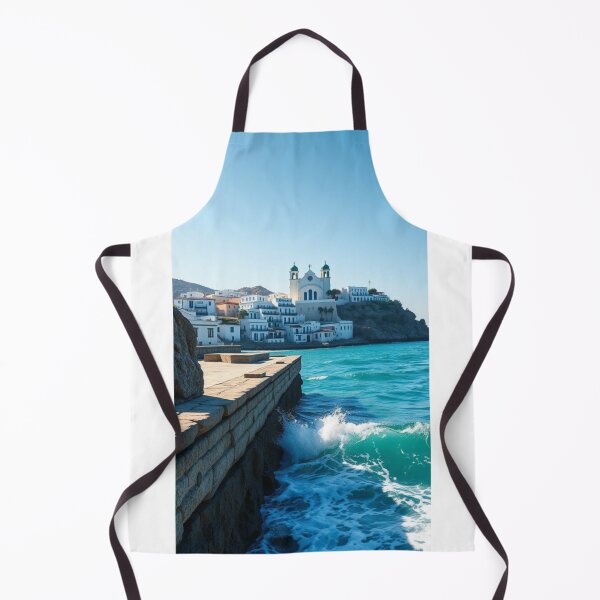 Item preview, White Coastal Church Overlooking Turquoise Sea designed and sold by Vida e Arte.