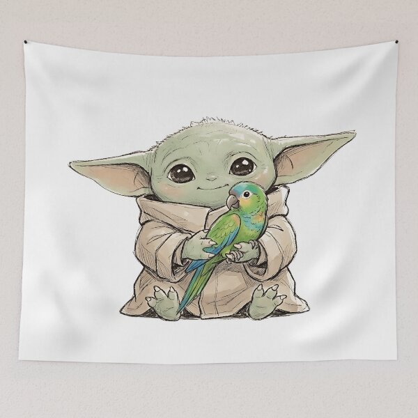Item preview, BABY YODA WITH MACAW designed and sold by LIS AND MELIVERSO.