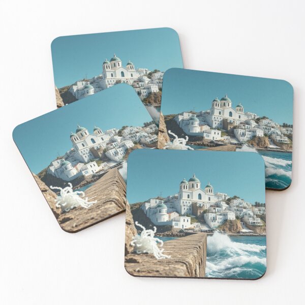 Item preview, White Greek Church on Coastal Cliff designed and sold by Jade Ado.