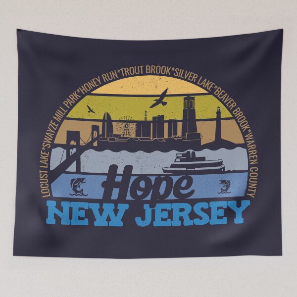 Item preview, Hope New Jersey Sunset Retro Vintage Local Pride Logo designed and sold by CRHPOD20.