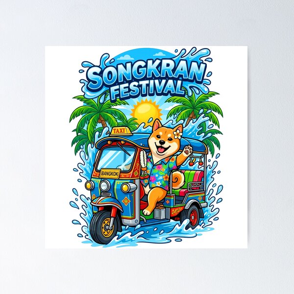 Item preview, Cool Shiba Inu Thai Floral Shirt Tuk Tuk Songkran designed and sold by Tong4130.