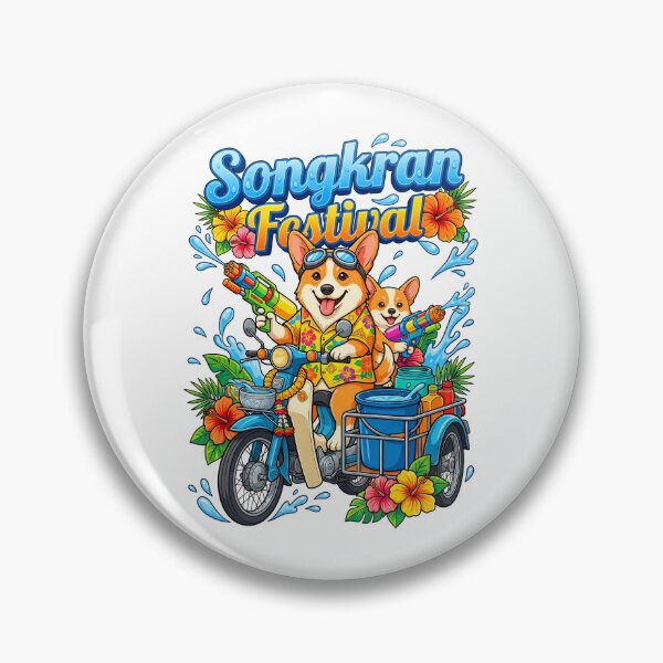 Item preview, Corgi Riding Vintage Motorcycle Water Gun Songkran Celebration designed and sold by Tong4130.