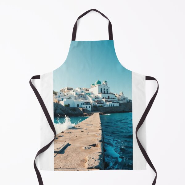 Item preview, White Greek Coastal Village and Pier designed and sold by Vida e Arte.