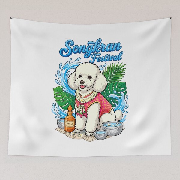 Item preview, Poodle With Flower Garland Thai Perfume Songkran Design designed and sold by Tong4130.