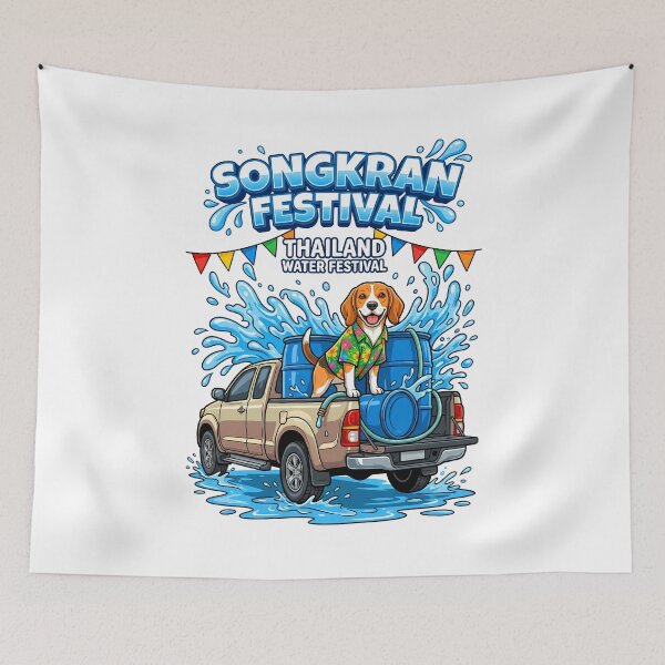 Item preview, Beagle On Pickup Truck Water Battle Songkran Festival designed and sold by Tong4130.