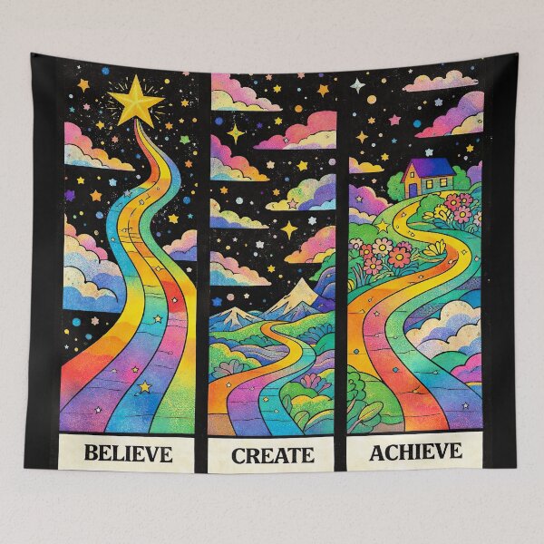 Item preview, Believe Create Achieve – Psychedelic Motivation Manifestation Art designed and sold by Dominik1994.