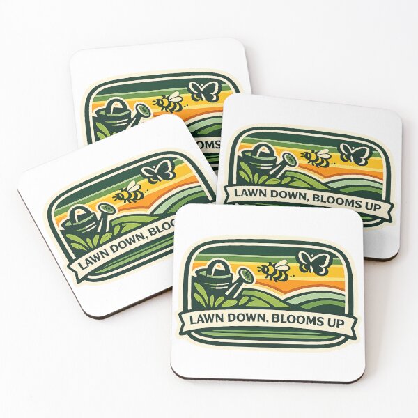 Item preview, Lawn Down, Blooms Up Retro Badge – Pollinator Friendly Garden Sticker designed and sold by Robot Casual.