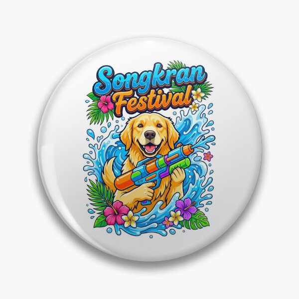 Item preview, Golden Retriever Water Gun Party Songkran Festival Art designed and sold by Tong4130.