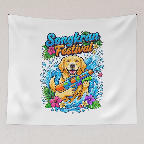Item preview, Golden Retriever Water Gun Party Songkran Festival Art designed and sold by Tong4130.