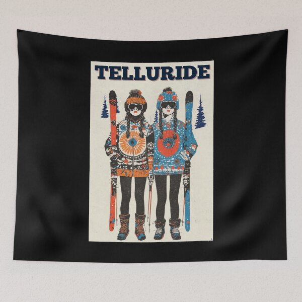 Item preview, Retro Folk Art Telluride Boho Ski Girls | Winter Sports Series designed and sold by SHELOPS.