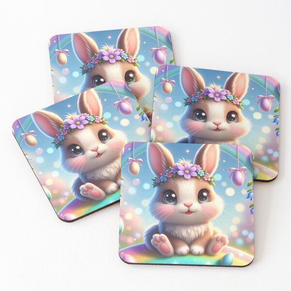 Item preview, Cute Kawaii Easter Bunny on Rainbow Fantasy designed and sold by PixelVibe782.