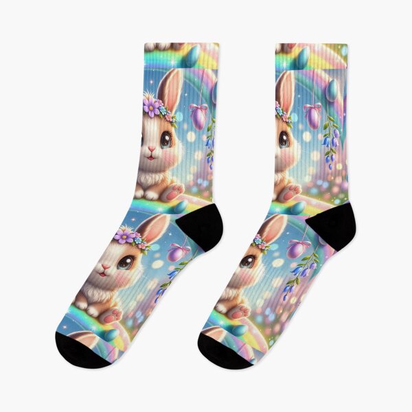 Item preview, Cute Kawaii Easter Bunny on Rainbow Fantasy designed and sold by PixelVibe782.