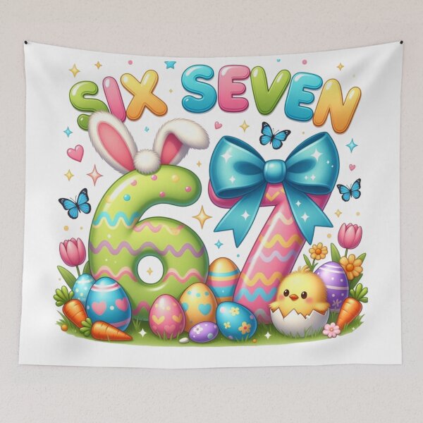 Item preview, Cute Kawaii Easter 67 Bunny Numbers Design designed and sold by PixelVibe782.