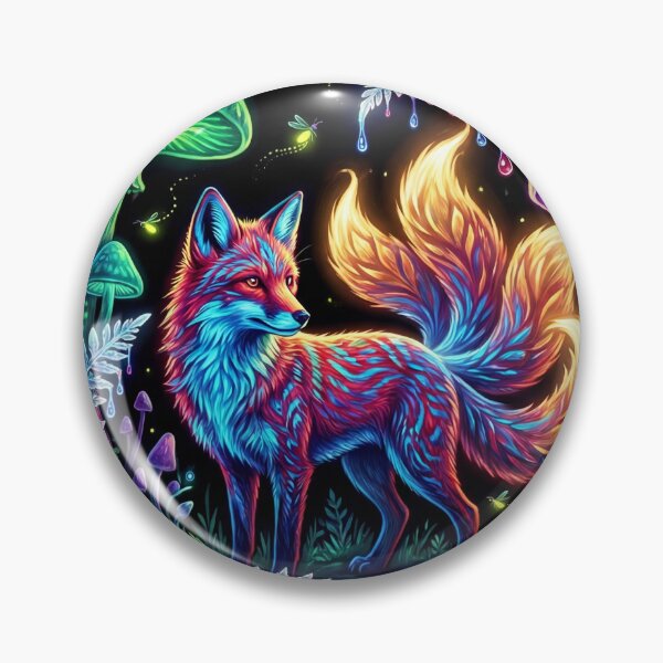 Item preview, Mystic Forest Fox - Bioluminescent Fantasy Art Dark Background designed and sold by KuroAtelier.