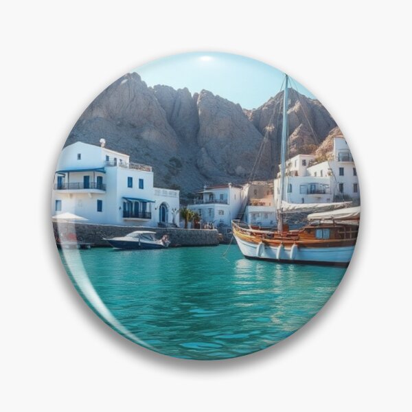 Item preview, Scenic Mediterranean Coastal Village and Clear Turquoise Bay designed and sold by Vida e Arte.