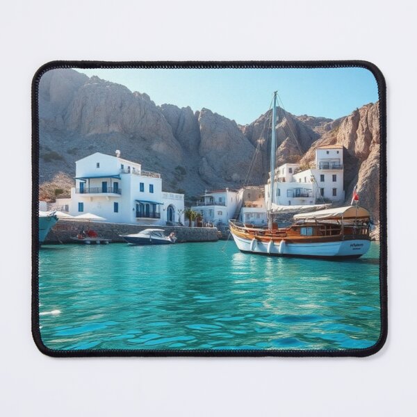 Item preview, Scenic Mediterranean Coastal Village and Clear Turquoise Bay designed and sold by Jade Ado.