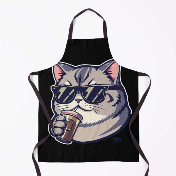 Item preview, Cool Cat Drinking Coffee with Sunglasses Cartoon | Funny Cat Meme Illustration designed and sold by 92160057.