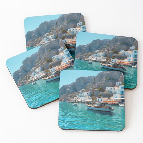 Item preview, Sunny Greek Island Harbor with Crystal Waters designed and sold by Vida e Arte.