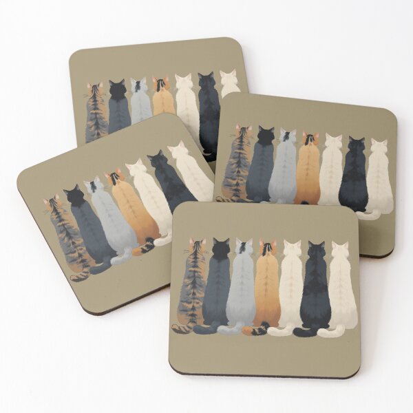 Item preview, Fluffy Cats Sitting in a Row – Back View Cat Lineup Illustration designed and sold by LEO'S CREATURE　れおずくりーちゃー.