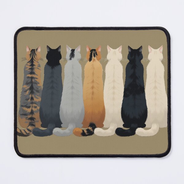 Item preview, Fluffy Cats Sitting in a Row – Back View Cat Lineup Illustration designed and sold by LEO'S CREATURE れおずくりーちゃー.
