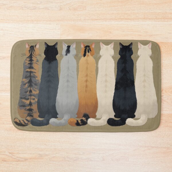 Item preview, Fluffy Cats Sitting in a Row – Back View Cat Lineup Illustration designed and sold by LEO'S CREATURE　れおずくりーちゃー.