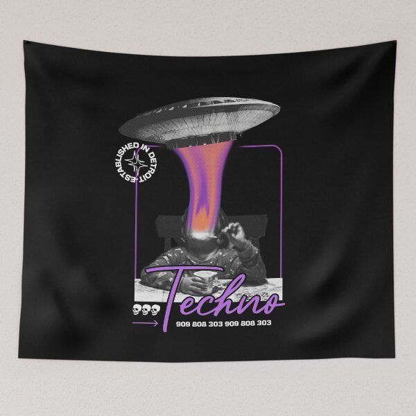 Item preview, TECHNO  - UFO Minded (White)  designed and sold by Discothreadz.