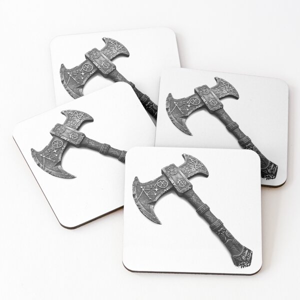 Item preview, Ornate Battle Axe Black and White Dark Fantasy Illustration designed and sold by inkoutninja.