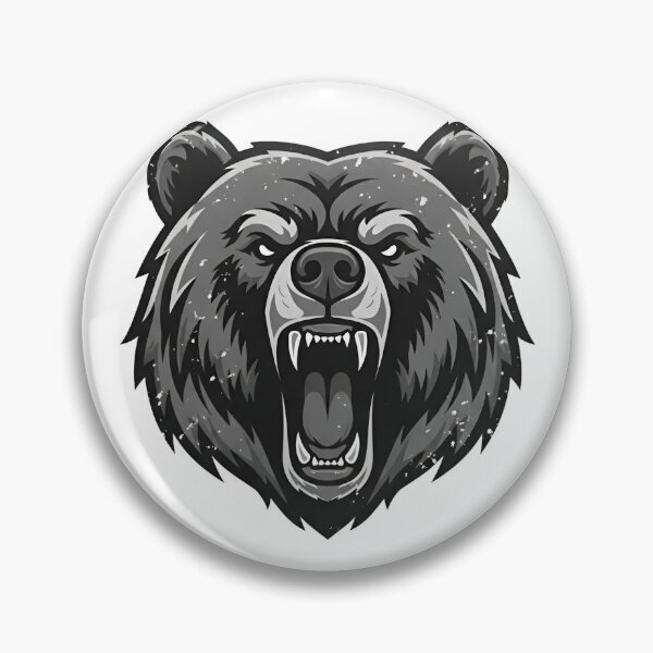Item preview, Grizzly bear head portrait with a menacing expression, realistic style, monochrome color scheme designed and sold by VerizalShop.