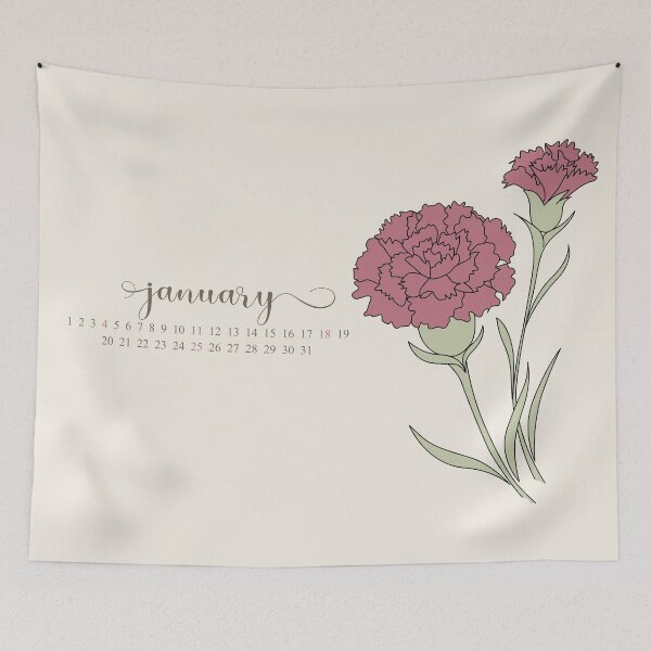 Item preview, carnation birthmonth flower for january calendar designed and sold by storieslanguage.
