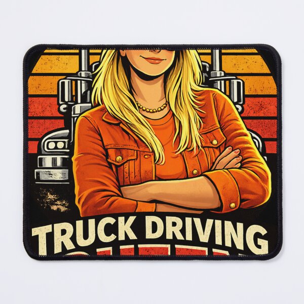 Item preview, Truck Driving Queen Female Trucker Retro Sunset designed and sold by Nenad Lazarevic.