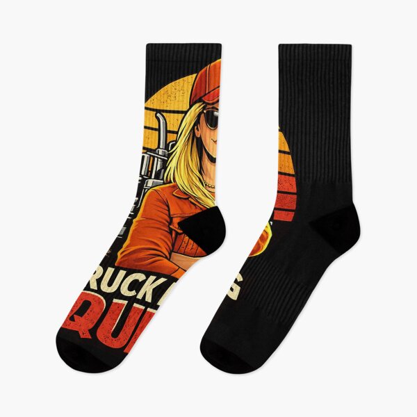 Item preview, Truck Driving Queen  Female Trucker Retro Sunset designed and sold by Nenad Lazarevic.