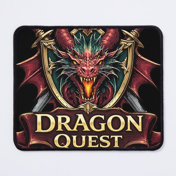 Item preview, Epic Red Dragon Quest Fantasy Shield And Swords Emblem designed and sold by Nenad Lazarevic.