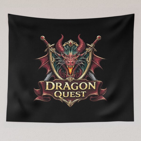 Item preview, Epic Red Dragon Quest Fantasy Shield And Swords Emblem designed and sold by Nenad Lazarevic.