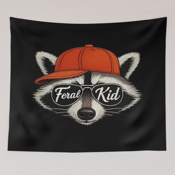 Item preview, Feral Kid Raccoon Streetwear Mascot Design with Cap & Sunglasses for Apparel & Stickers designed and sold by Bright Nest Studio.