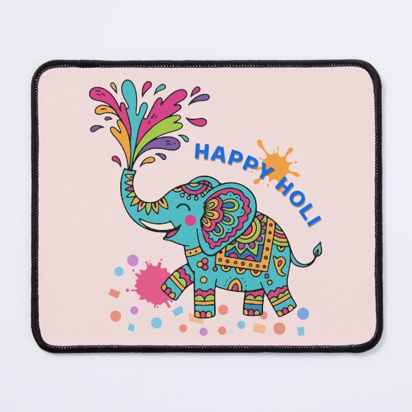 Item preview, Happy Holi Elephant – Colorful Indian Festival of Colors Cute Folk Art Design designed and sold by CHANCHANAI.