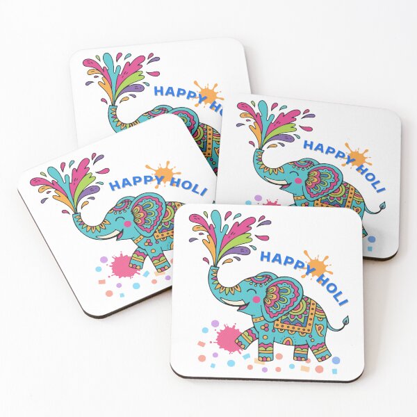 Item preview, Happy Holi Elephant – Colorful Indian Festival of Colors Cute Folk Art Design designed and sold by CHANCHANAI.